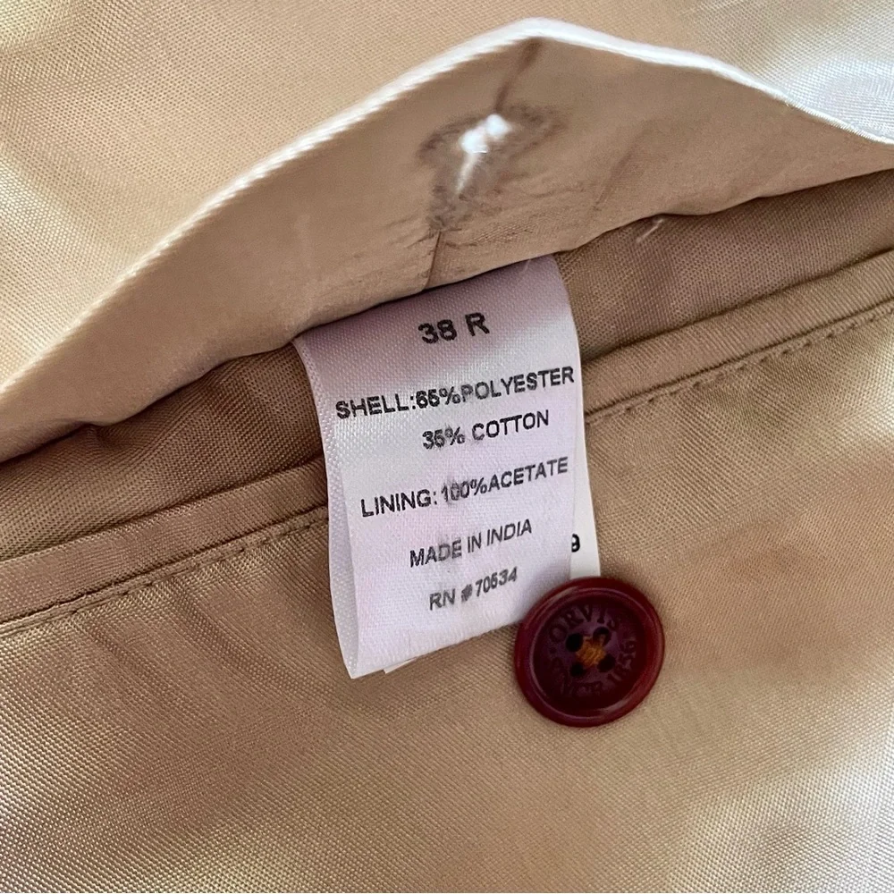 Orivs Classic Blue and Tan Gingham Three-Button Sport Coat Blazer Size 38R - Picture 12 of 16